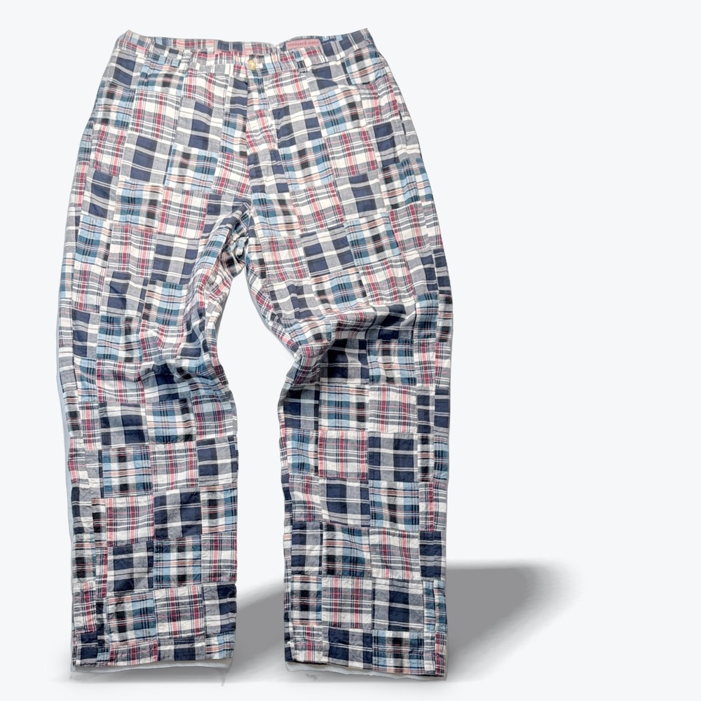 Vineyard Vines Plaid Pants Patchwork Multi Color Golf Straight Fit Size 34 x 30